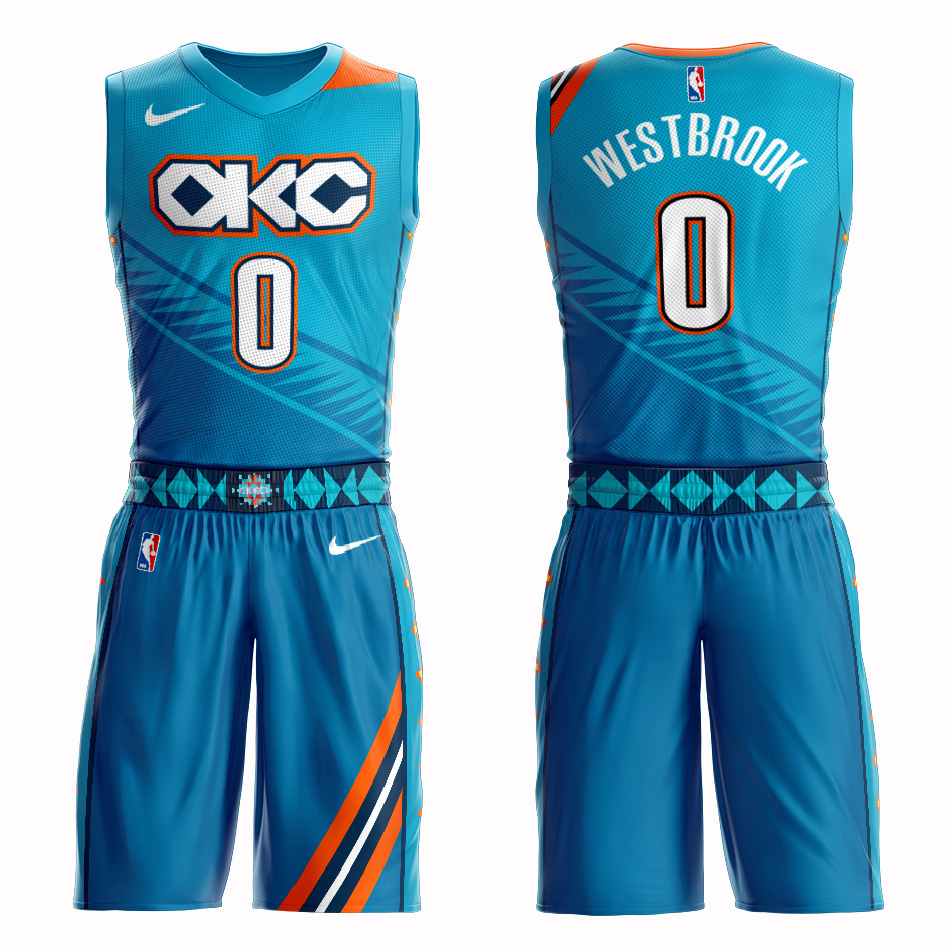 Customized 2019 Men Oklahoma City Thunder #0 Westbrook blue NBA Nike jersey->oklahoma city thunder->NBA Jersey